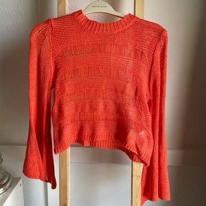 Doe & Rae orange crochet sheer top
